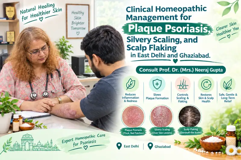 Psoriasis & Scalp Flaking: Constitutional Homeopathic Management in Delhi NCR