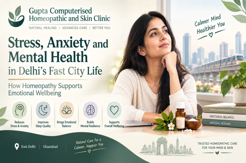 Stress, Anxiety and Mental Health in Delhi's Fast City Life — How Homeopathy Supports Emotional Wellbeing